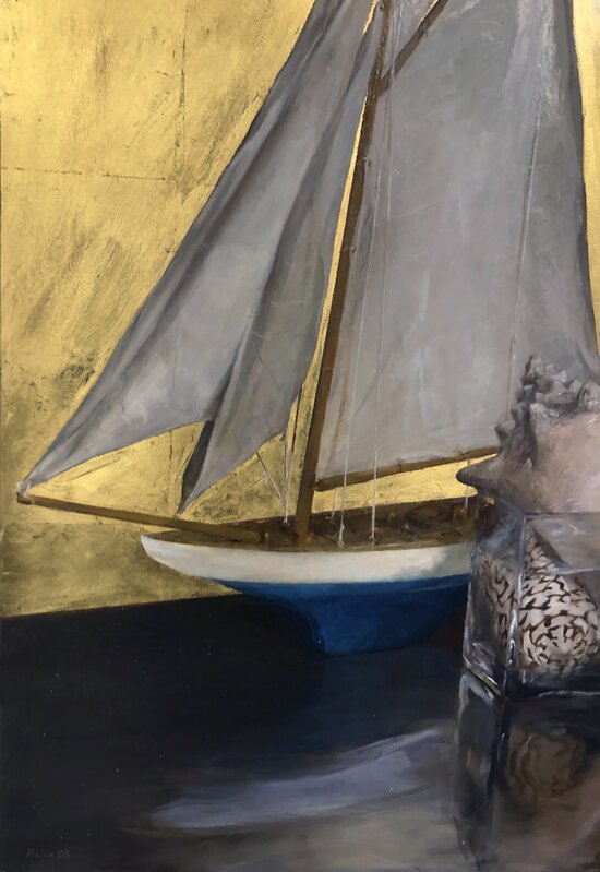 Helen Oh, ‘Still Life with Sail Boat’, 2020, Painting, Oil and gold leaf on panel, Gallery VICTOR