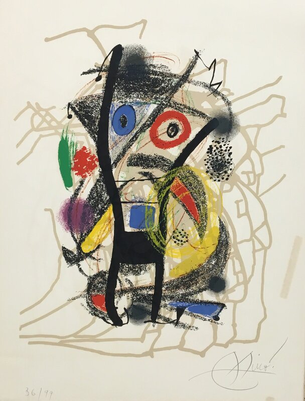 Joan Miró, ‘Hommage á Hélion (After French Painter 1904 -87)’, 1976, Print, Color lithograph on paper, Baterbys