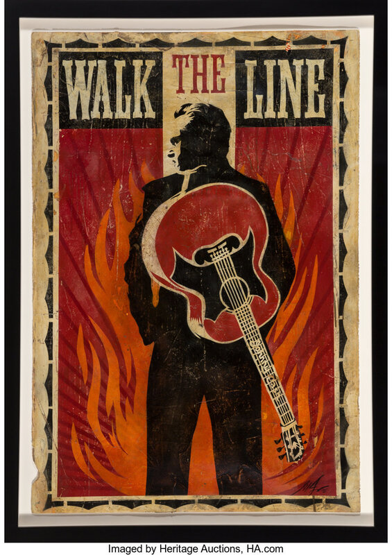 Shepard Fairey, ‘Walk The Line’, 2005, Drawing, Collage or other Work on Paper, Aerosol and collage on paper, Heritage Auctions