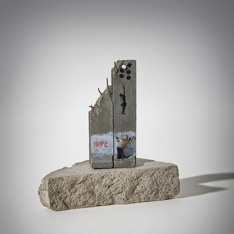 Banksy, ‘Walled Off Hotel - Two-Part Souvenir Wall Section (Girl With Balloons)’, Ephemera or Merchandise, Hand-painted resin sculpture with West Bank Separation Wall base, Tate Ward Auctions