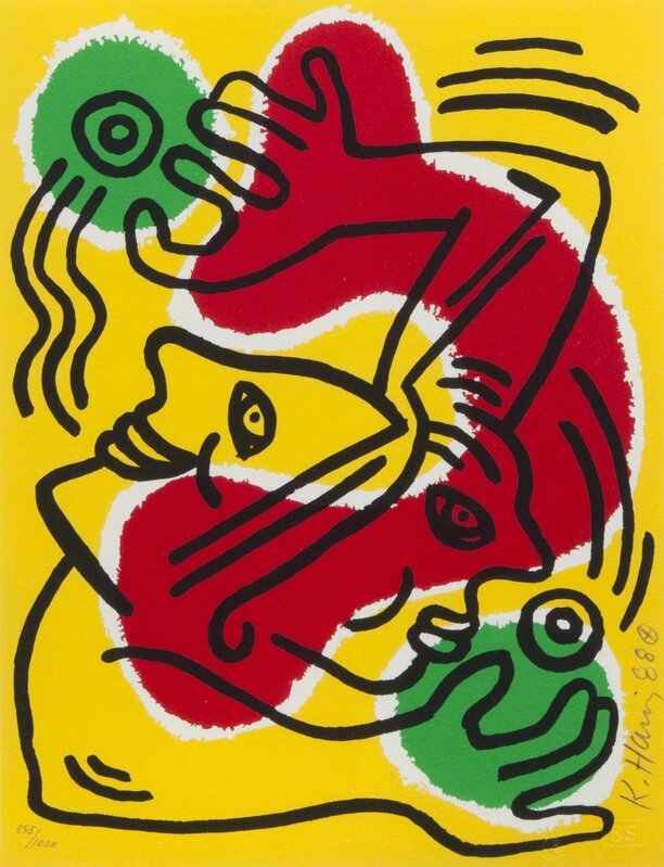 Keith Haring, ‘United Nations International Volunteer Day’, 1988, Print, Lithograph on paper, Julien's Auctions