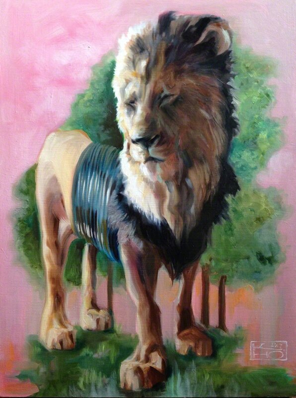 Kelly Houghton, ‘Lion - Powerful Flexibility’, 2017, Painting, Oil on board, Haven Gallery