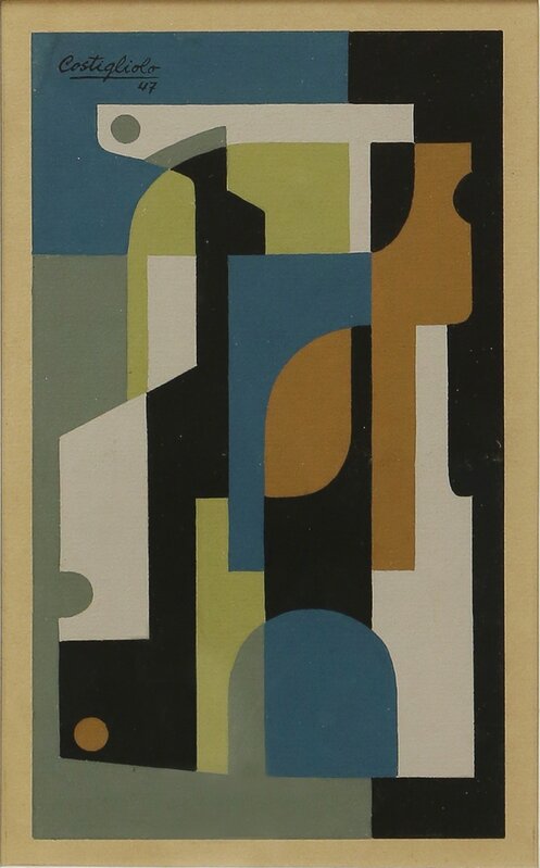 José Pedro Costigliolo, ‘Composición vertical’, 1947, Drawing, Collage or other Work on Paper, Tempera on paper, Fine Art Auctions Miami