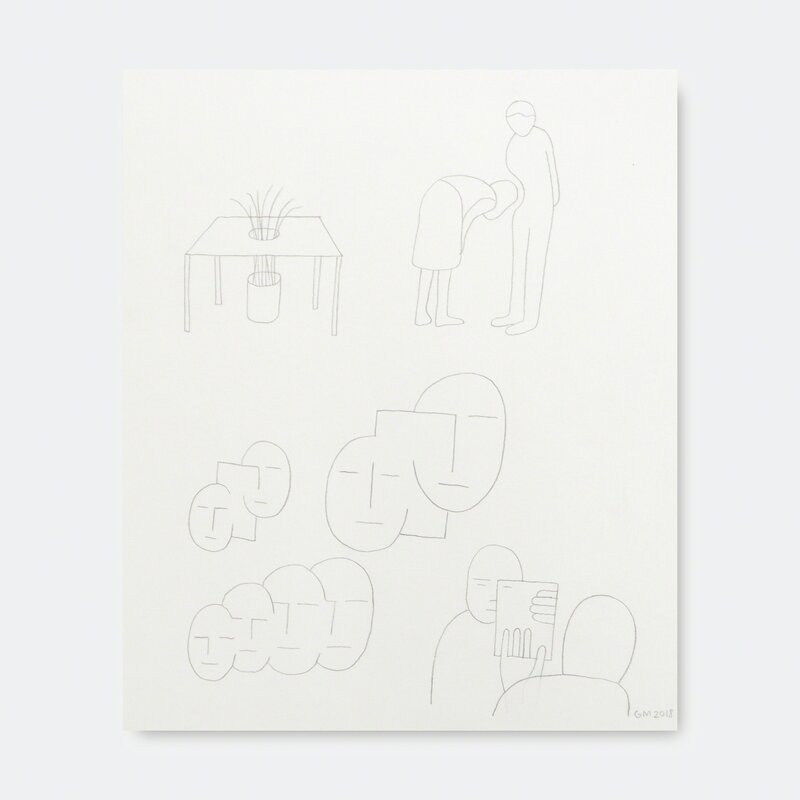 Geoff McFetridge, ‘6 Minds Shapes Congruent Plant Table ’, 2018, Drawing, Collage or other Work on Paper, Pencil on paper, V1 Gallery