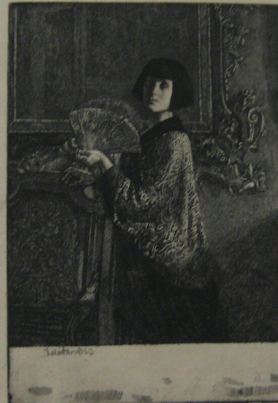 Gerald Leslie Brockhurst, ‘L'Evantail (The Fan)’, 1921, Print, Etching, Paramour Fine Arts