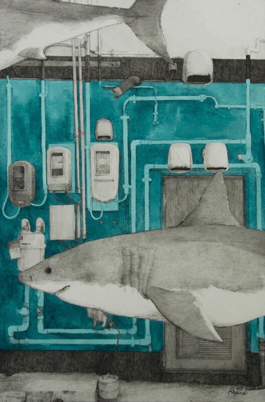 Rin Kuroki, ‘HAZAMA-21 Great white shark’, 2019, Painting, Japanese ink, Acrylic painting on Panel, Japanese traditional paper, Mottas