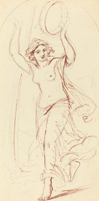 William Edward Frost, ‘Dancing Woman with a Tambourine’, Drawing, Collage or other Work on Paper, Pen and red ink over graphite on wove paper, National Gallery of Art, Washington, D.C.