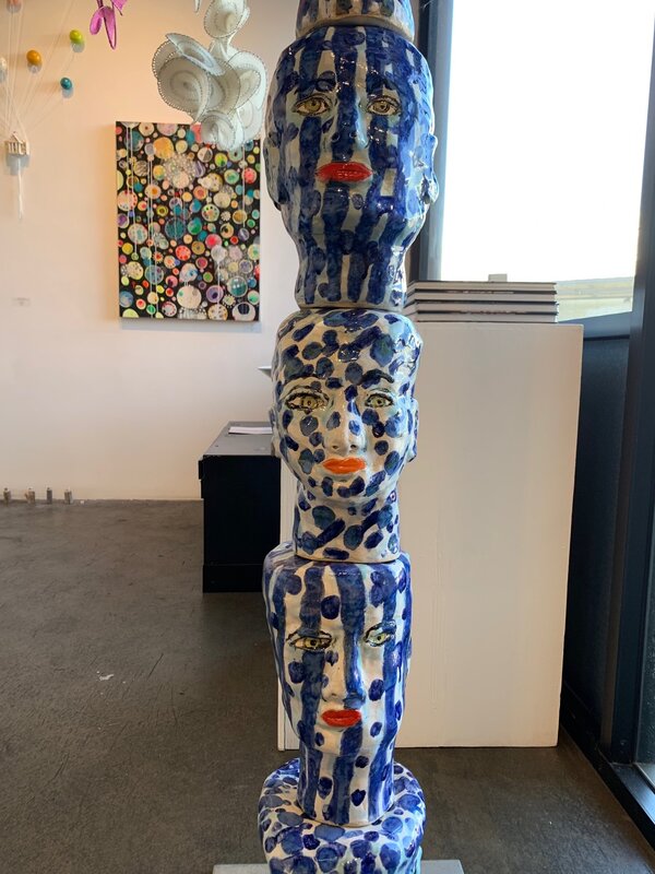 Linda H. Smith, ‘Blue Head Totem’, 2020, Sculpture, Ceramic with steel base, bG Gallery