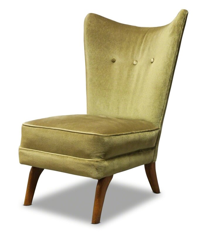 Howard Keith, ‘British, an 'Encore' cocktail chair for HK Furniture’, c.1950s, Design/Decorative Art, Upholstered in green velvet fabric on tapering beech legs, Roseberys