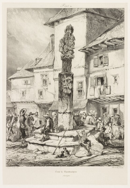 Eugène Isabey, ‘Croix de Chaudesaigues’, 1833, Lithography, b and w, Getty Research Institute