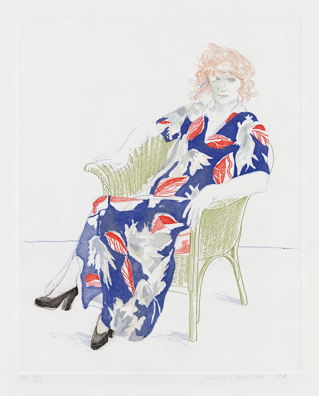 David Hockney, ‘Celia in a Wicker Chair (M.C.A.T. 158)’, 1974, Print, Etching and aquatint in colours, on BFK Rives mould-made paper, with full margins., Phillips