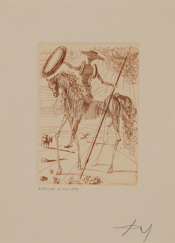 Salvador Dalí, ‘DON QUIXOTE (FIELD 65-7D)’, 1966, Print, Etching printed in bistre on heavy wove paper, Doyle