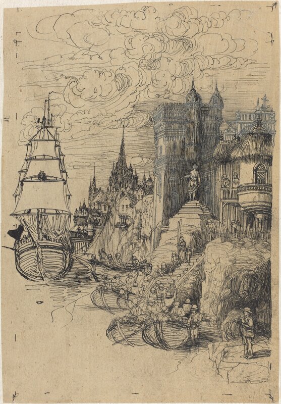 Rodolphe Bresdin, ‘Seascape’, Drawing, Collage or other Work on Paper, Pen and ink on tracing paper, National Gallery of Art, Washington, D.C.