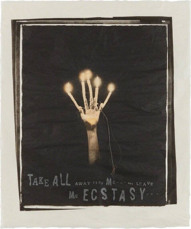 Lesley Dill, ‘Leave Me Ecstasy’, 1997, Print, Lithograph, etching and screenprint with wire and thread, on mulberry paper, with full margins, Phillips
