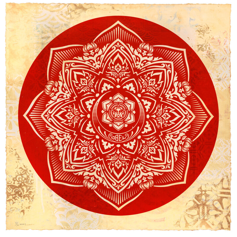 Shepard Fairey, ‘Crescent Mandala’, 2018, Mixed Media, Silkscreen and mixed media collage on paper (HPM), Jonathan LeVine Projects