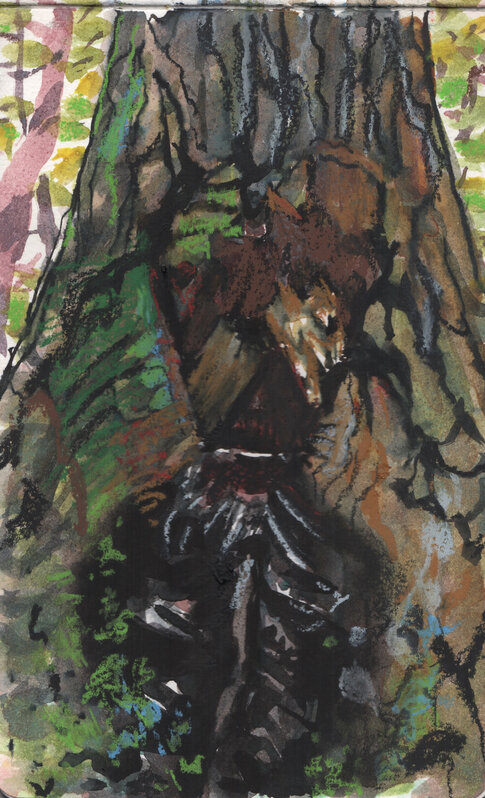 Carolyn Newberger, ‘Weeping Tree’, 2018, Painting, Watercolor and oil pastel, matted and framed, Galatea Fine Art