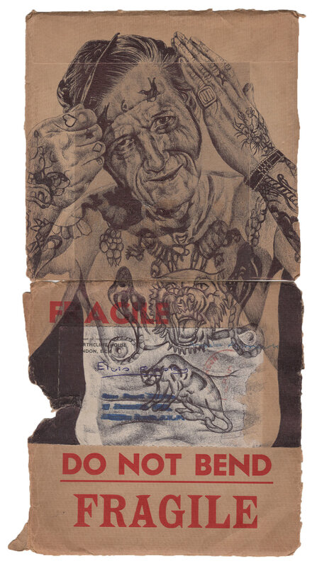 Mark Powell, ‘Fragile’, 2019, Drawing, Collage or other Work on Paper, Ballpoint pen drawing on antique playing cards, Hang-Up Gallery