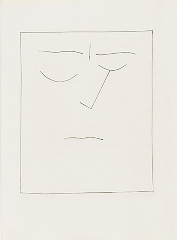 Pablo Picasso, ‘Square Head of a Man with Closed Eyes (Plate VIII)’, 1949, Print, Original etching on Montval wove paper, Georgetown Frame Shoppe
