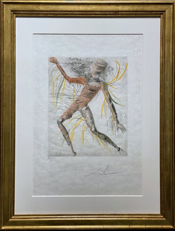 Salvador Dalí, ‘The Cosmonaut - Le Cosmonaute ’, 1969 -1970 , Print, Original drypoint etching with hand-coloring on Japanese paper., Off The Wall Gallery