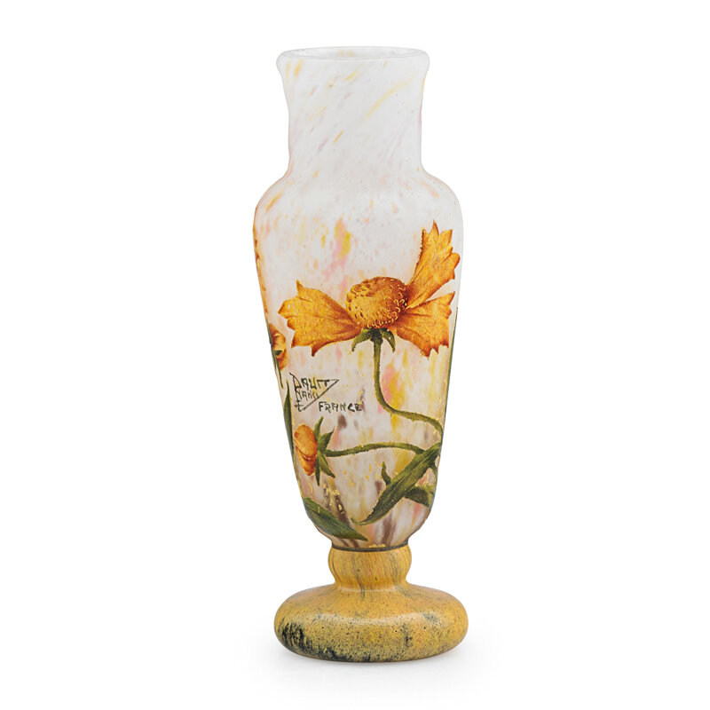Daum, ‘Small Vase With Coreopsis, France’, Early 20th C., Design/Decorative Art, Acid-Etched And Enameled Internally Decorated Glass, Rago/Wright/LAMA/Toomey & Co.