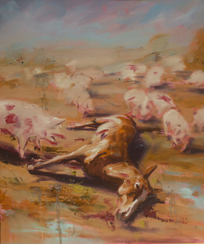 Héctor Onel Guevara Delgado, ‘12 cerdos / 12 pigs’, 2019, Painting, Oil on canvas, ArteMorfosis - Cuban Art Platform