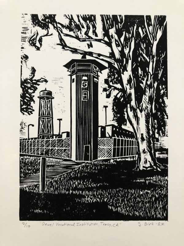 Sandow Birk, ‘Prisonation: Devel Vocational Institution, Tracy, CA’, 2000, Print, Linoleum block print, Koplin Del Rio