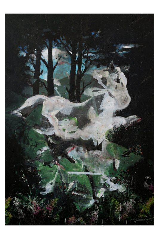 Bruce Helander, ‘Ghost Horse’, 2015, Mixed Media, Acrylic on black velvet board with printed background, Octavia Art Gallery