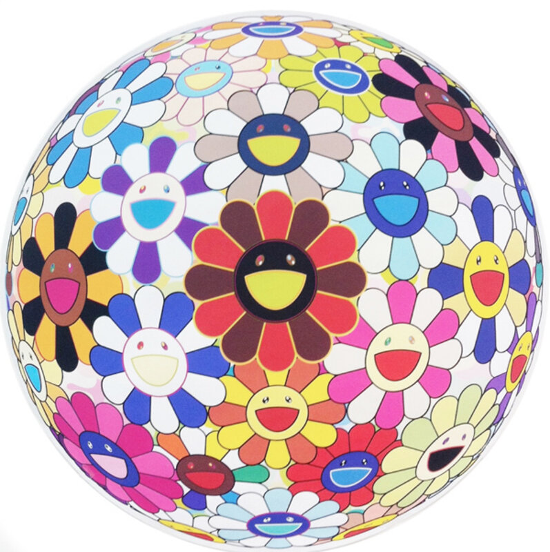 Takashi Murakami, ‘Flower Ball (3D) Lot of colors’, 2013, Print, Offset print, cold stamp and high gloss varnishing. Diasec mount., Gallery Delaive