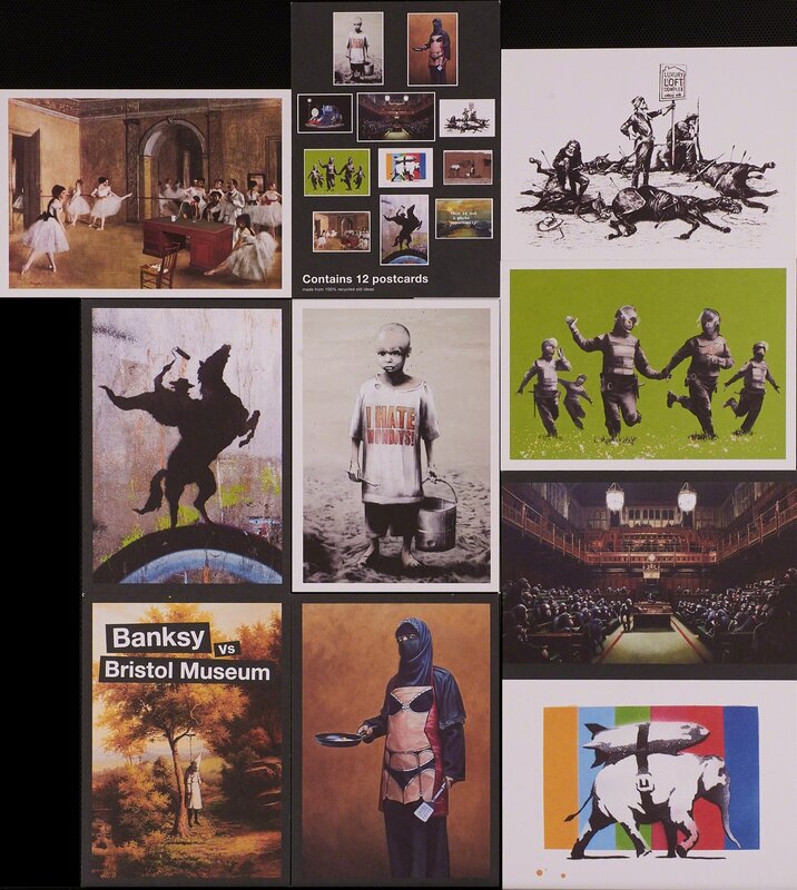 Banksy, ‘Partial set of postcards from Banksy vs. Bristol Museum exhibition’, 2005, Print, 10 offset lithographs in colors on postcards including cover card and index card, Rago/Wright/LAMA/Toomey & Co.