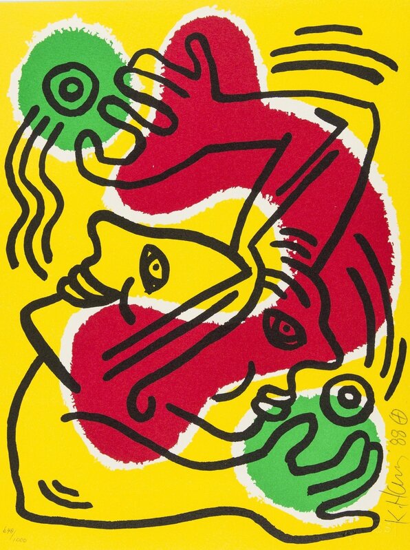 Keith Haring, ‘International Volunteer Day (Littmann p.93)’, 1988, Print, Lithograph printed in colours, Forum Auctions