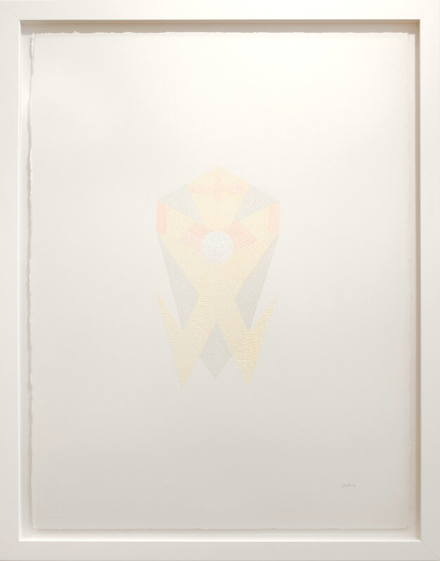 Lucha Rodriguez, ‘Knife Drawing Papagayo VII - Manipulated Textured Paper (Yellow + Pink)’, 2019, Drawing, Collage or other Work on Paper, Watercolor on manipulated paper, Gallery 1202