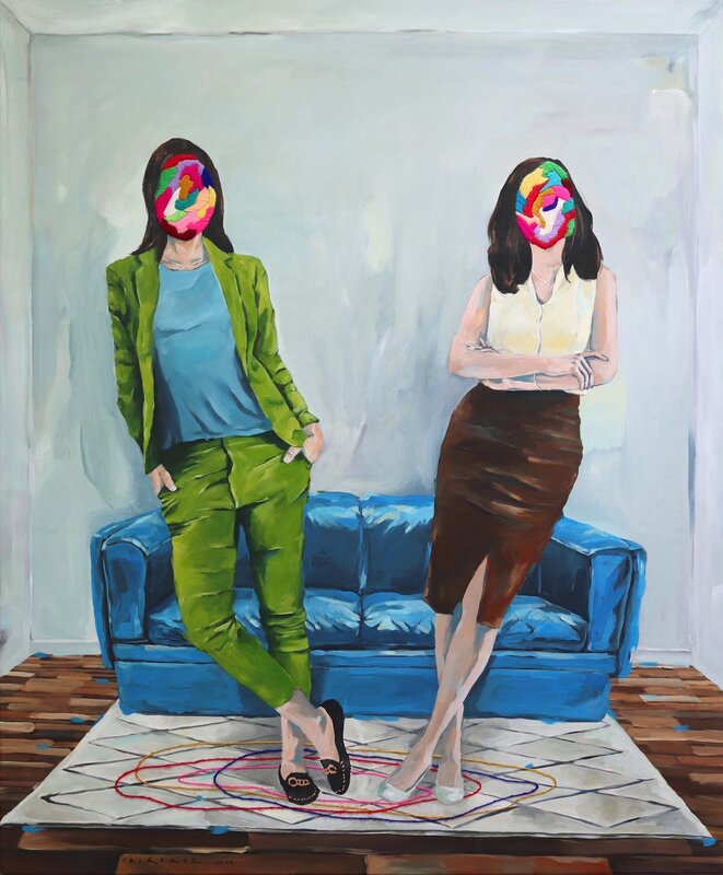 Iqi Qoror, ‘Two Figure Standup’, 2021, Painting, Acrylic on Canvas, Artspace Warehouse