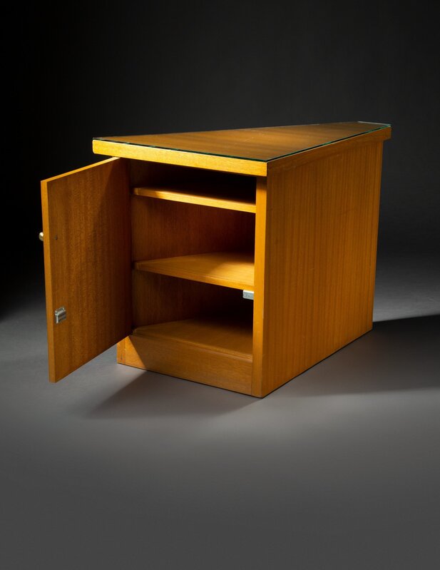 Frank Lloyd Wright, ‘Corner Cabinet from Price Tower, Bartlesville, Oklahoma’, 1956, Design/Decorative Art, Mahogany, brass and glass, Heritage Auctions