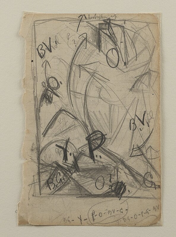 Morgan Russell, ‘Etude pour une composition synchroniste (recto), Etude (verso)’, Drawing, Collage or other Work on Paper, Pencil on paper, Leclere 