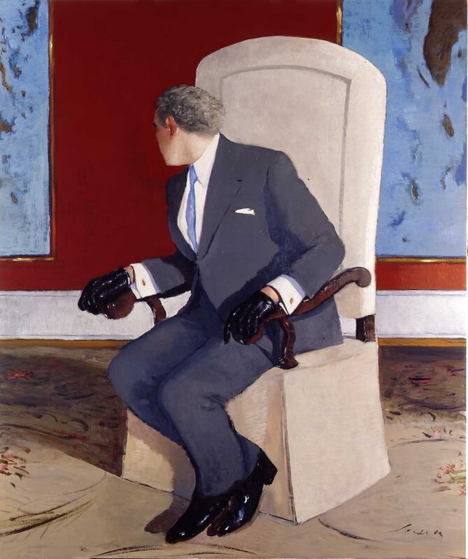 Julio Larraz, ‘Man Talking to his Shadow ’, 2006, Painting, Oil on Canvas, Galería Duque Arango