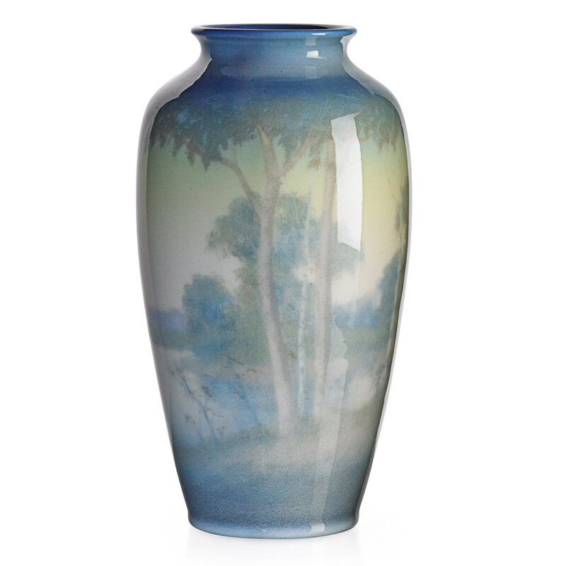 Edward T. Hurley, ‘Rookwood, Jewel Porcelain Scenic Vase With Lake And Trees (Uncrazed), Cincinnati, OH’, 1943, Design/Decorative Art, Rago/Wright/LAMA