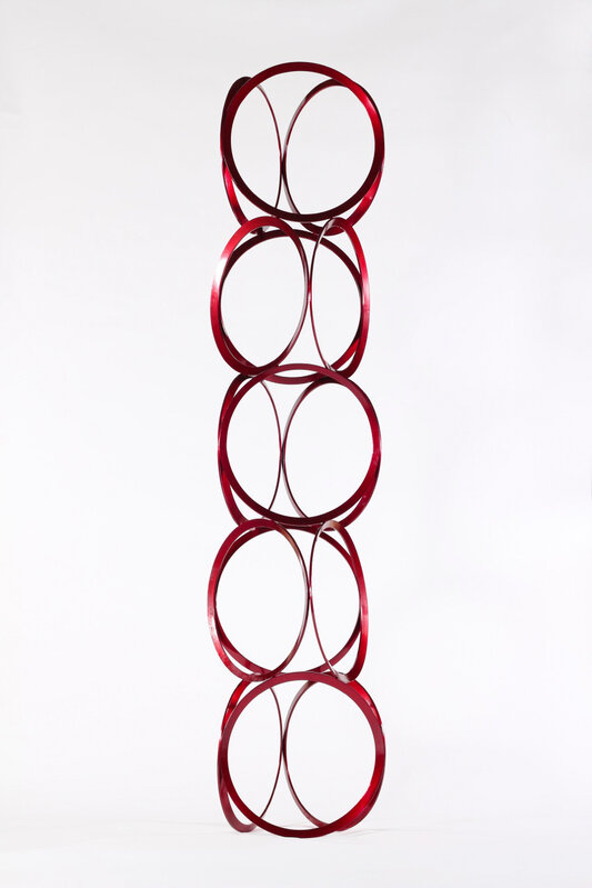 Shayne Dark, ‘Drawing in Space - Tall, bright red, geometric abstract, coated steel sculpture’, 2016, Sculpture, Painted Steel, Oeno Gallery