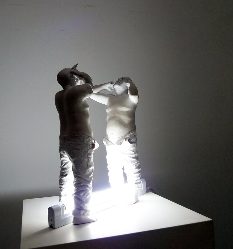 Bernardí Roig, ‘Study Father-Petit (The Mirror)’, 2016, Sculpture, 2 figures in polyester resin and marble dust and light, Mario Mauroner Contemporary Art Salzburg