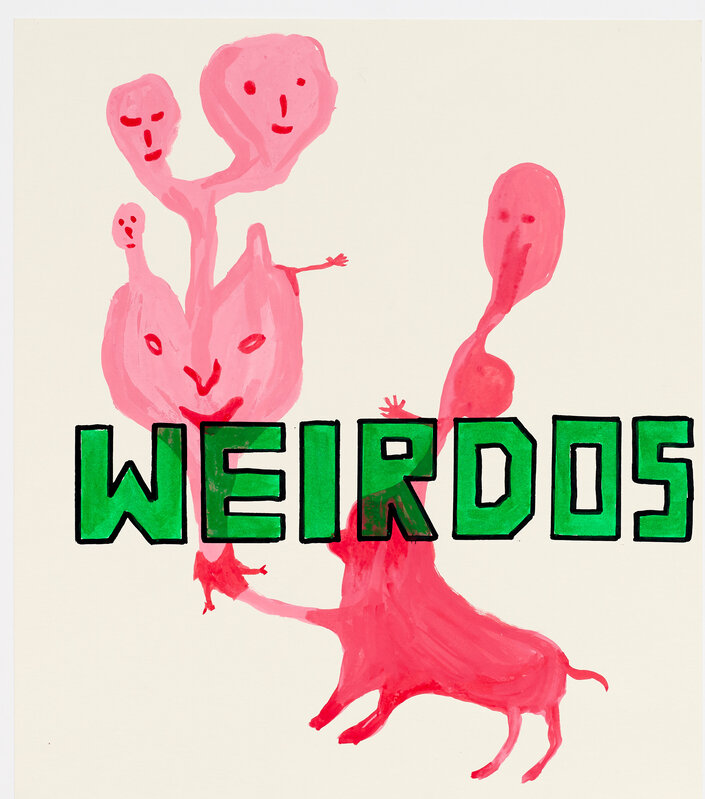David Shrigley, ‘Untitled (WEIRDOS)’, 1999, Drawing, Collage or other Work on Paper, Acrylic on paper, Mireille Mosler Ltd.