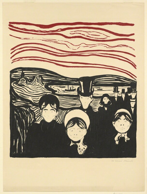 Edvard Munch, ‘Anxiety (Angst)’, 1896, Print, Lithograph printed in black and red on paper, Clark Art Institute