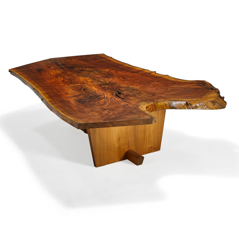 Mira Nakashima, ‘Exceptional Sanso table with single slab top, New Hope, PA’, 1994, Design/Decorative Art, Claro walnut, walnut, rosewood, Rago/Wright/LAMA/Toomey & Co.