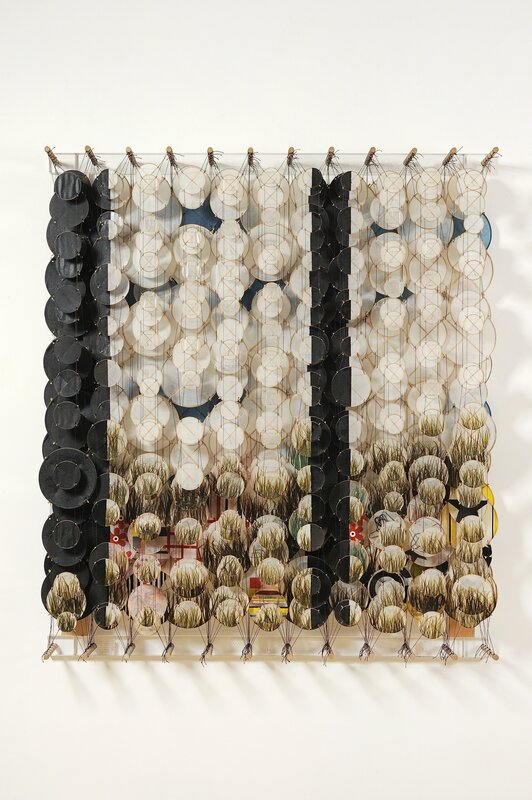 Jacob Hashimoto, ‘Landscape with two black bars’, 2007, Painting, Acrylic on paper, dacron, bamboo, Open Art