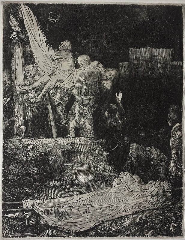Rembrandt van Rijn, ‘The Descent from the Cross by Torchlight’, 1654, Print, Etching and drypoint, Sarah Sauvin