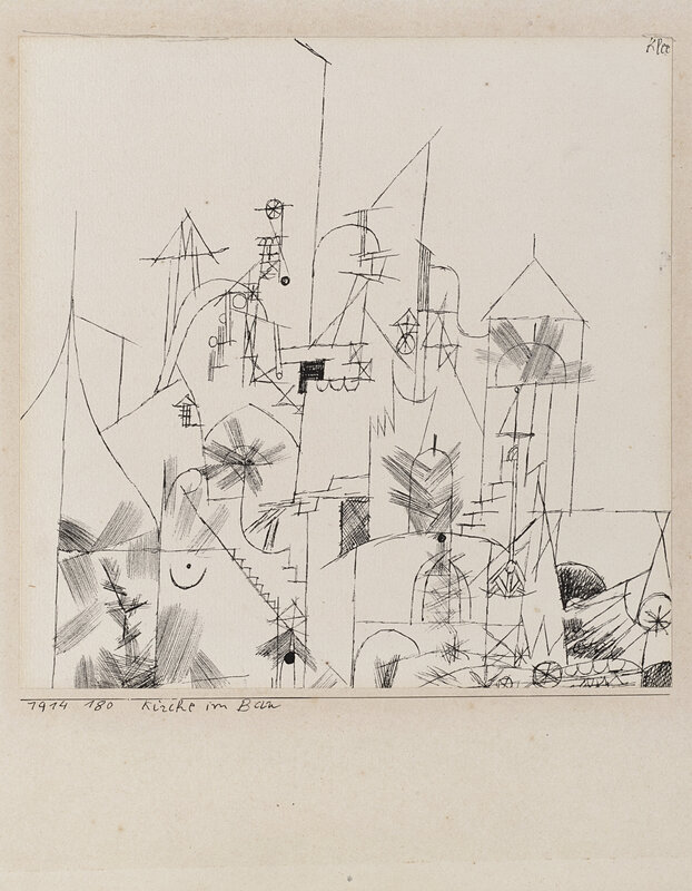 Paul Klee, ‘Kirche im Bau’, 1914, Drawing, Collage or other Work on Paper, Ink on paper laid down on cardboard, Il Ponte
