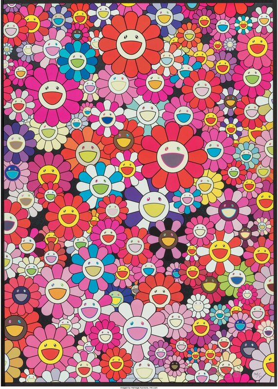 Takashi Murakami, ‘An Homage to Monogold 1960 C, An Homage to Monopink 1960 C, An Homage to Yves Klein, Multicolor C, and An Homage to IKB 1957 (four works)’, 2012, Print, Offset lithographs in colors, Heritage Auctions