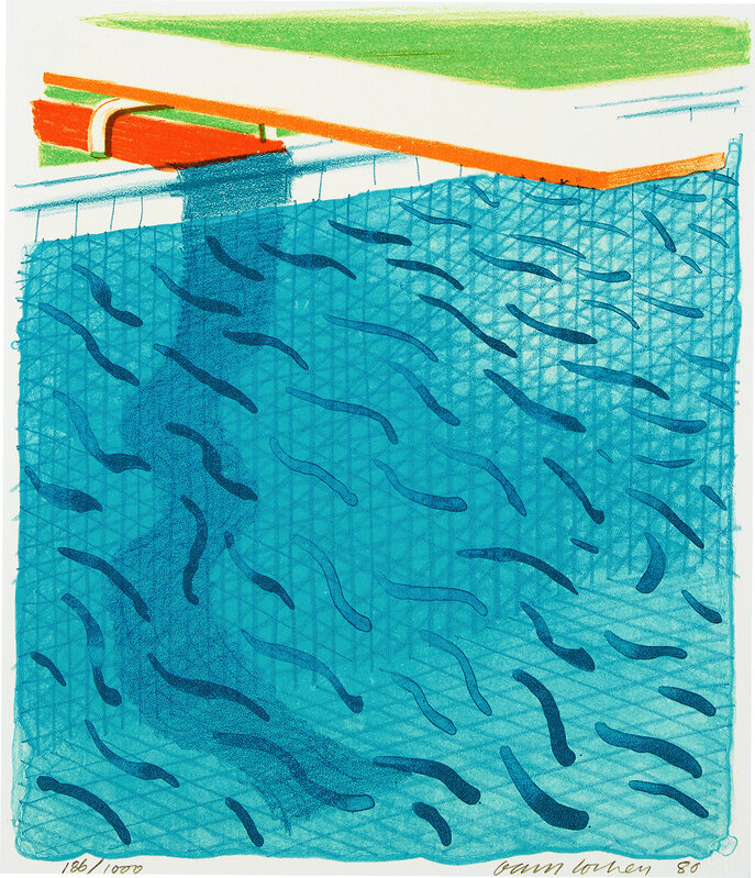David Hockney, ‘Pool Made with Paper and Blue Ink for Book, from Paper Pools (T.G. 269, M.C.A.T. 234)’, 1980, Print, Lithograph in colours, on Arches Cover paper, the full sheet., Phillips