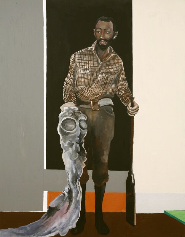 Noah Davis, ‘Man with Shotgun and Alien’, 2008, Painting, Oil and acrylic on canvas, Frye Art Museum