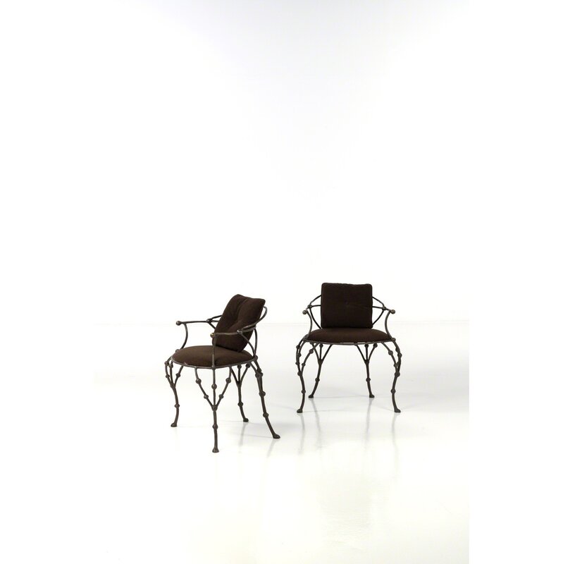 Franck Evennou, ‘Changdrapour, Pair of armchairs’, around 1987, Design/Decorative Art, Bronze et tissu, PIASA