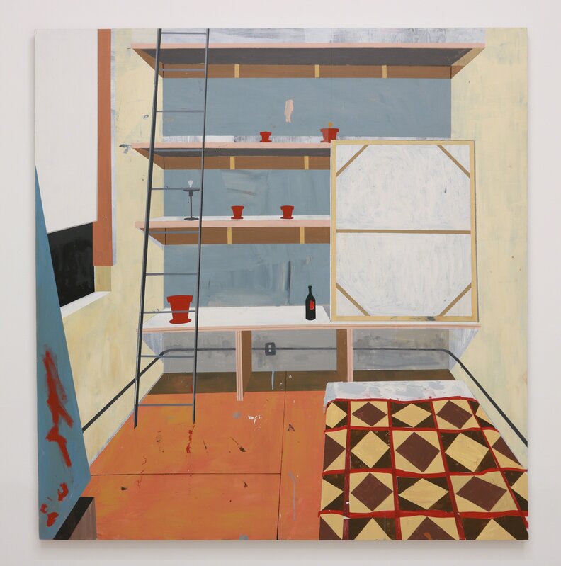 Henry Glavin, ‘Bedroom Studio’, 2017, Painting, Oil, acrylic, paper, pencil on wood panel, Halsey McKay Gallery