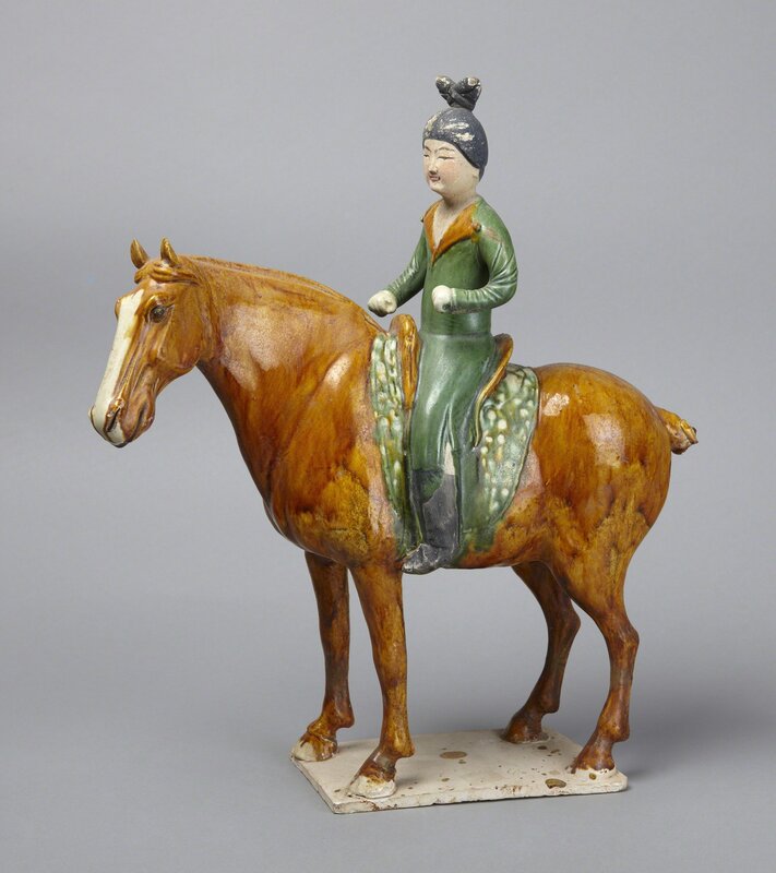 ‘Equestrienne’, late 7th–early 8th century, Sculpture, Earthenware with three-color glaze, Princeton University Art Museum